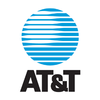 AT&T Logo. Blue globe black AT&T.