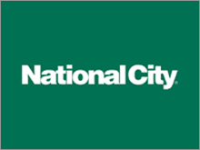National City Bank Logo, white copy on green block.