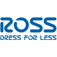 Ross Logo Dress for Less. Stylized font in blue color.